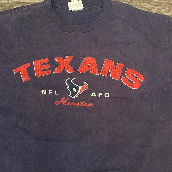 NFL Houston Texans AFC Football T Shirt XL Puff Print Navy‎ Blue Logo - Picture 2 of 4